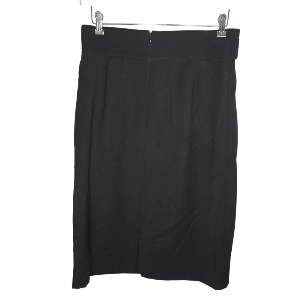 Vintage ESCADA by Margaretha Ley Black 100% Virgin Wool Side Draped Skirt 40 10